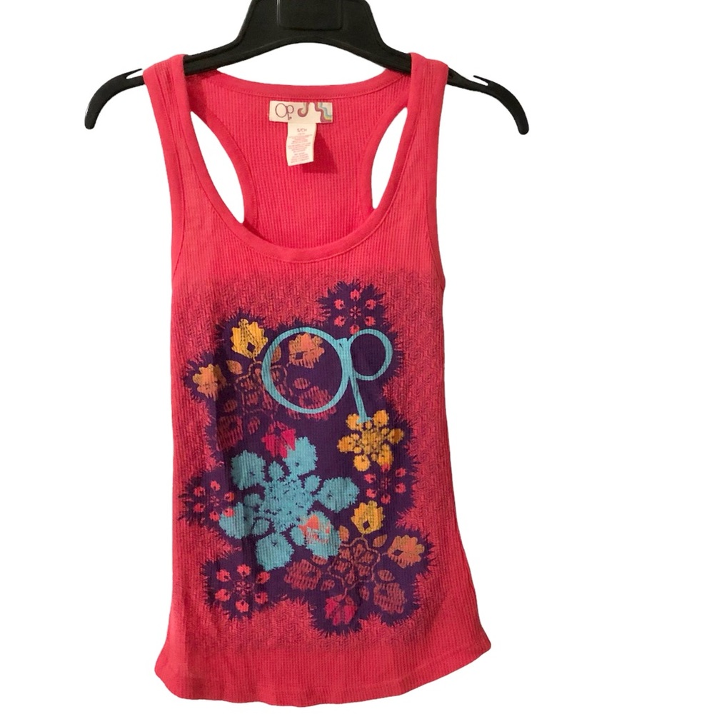 NWOT OP hot pink ribbed tank top size small
